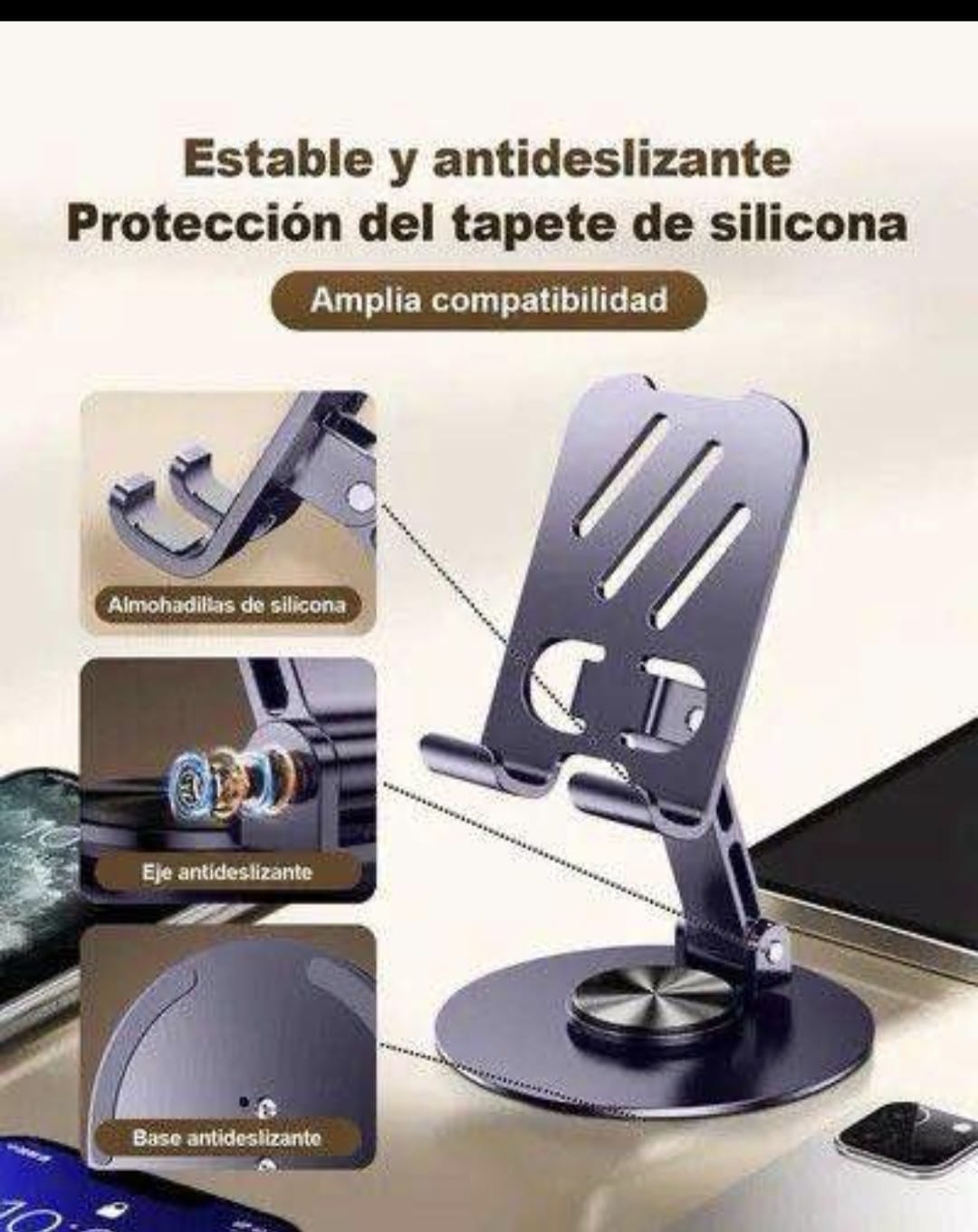 SOPORTE METÁLICO PREMIUM AJUSTABLE P/ CELULAR